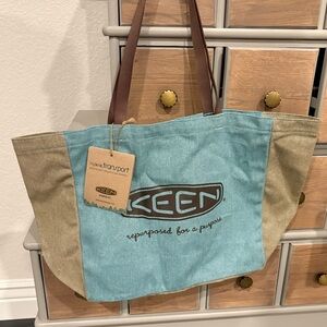 KEEN Reusable Sturdy Tote Harvest II Canvas U-Nile Blue Repurposed Travel Bag